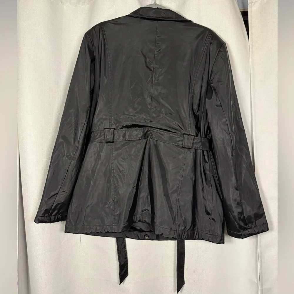 Giacca Black Belted Raincoat Jacket Size XL